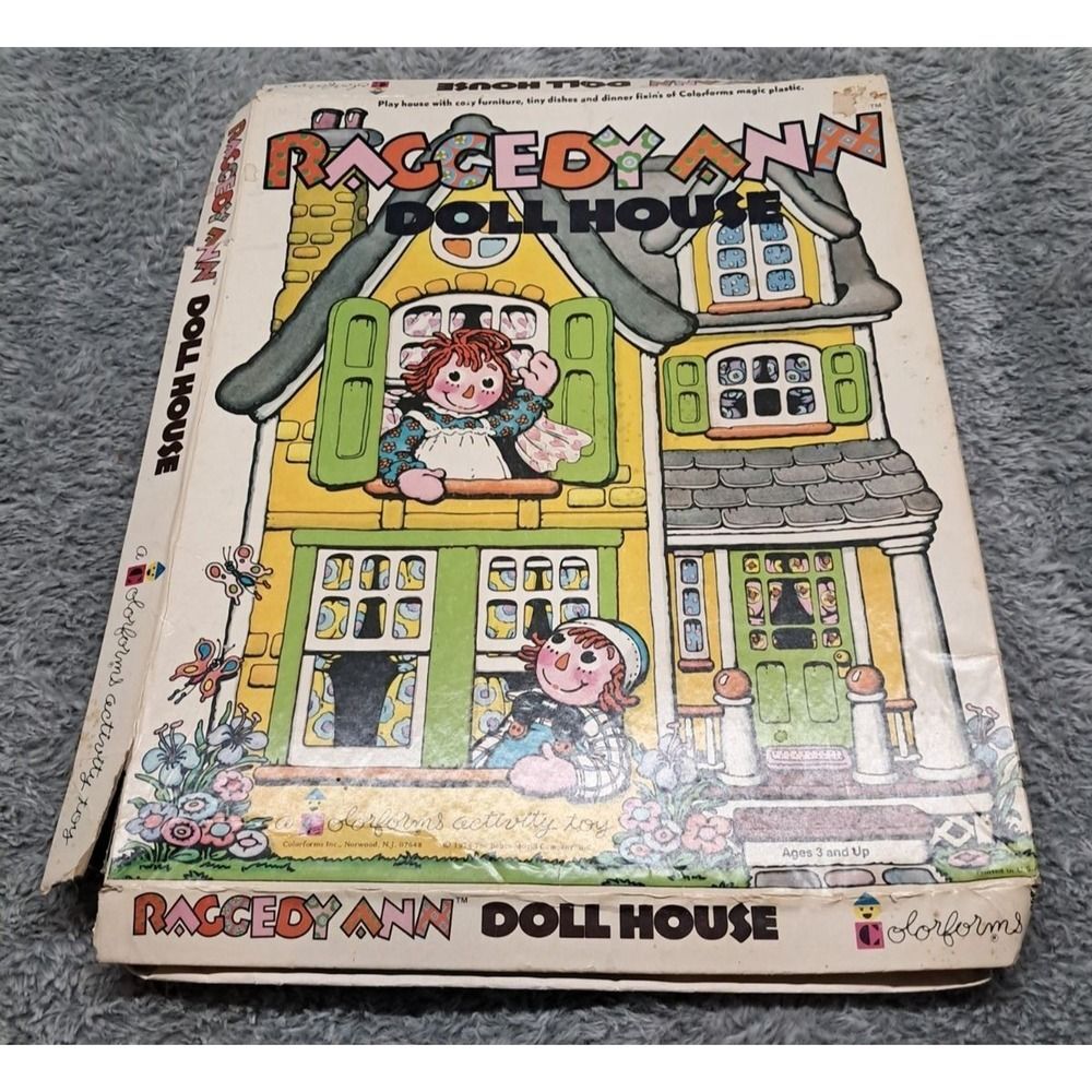 Vintage 1974 Raggedy Ann Doll House Colorforms Activity Toy Collectible Retro